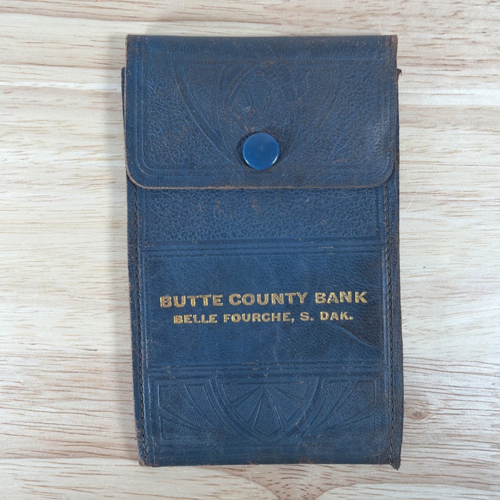 Antique Butte County Bank Leather Pocket Notebook Rare South Dakota